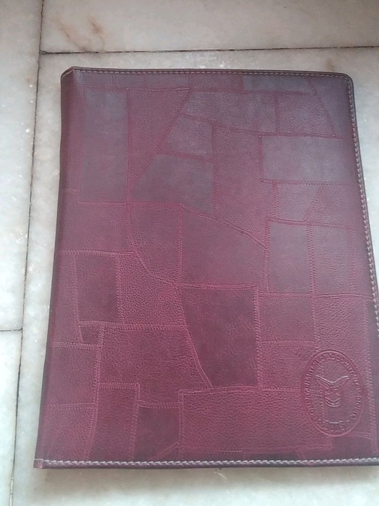 Maroon Leather Bound File/ Folder