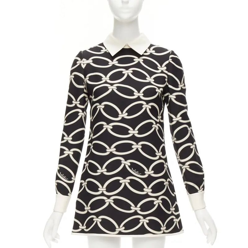 VALENTINO print virgin wool silk shift dress