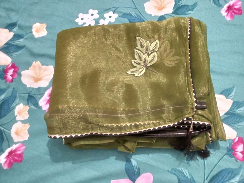 New Olive Green Chiffon Soft Silk Saree