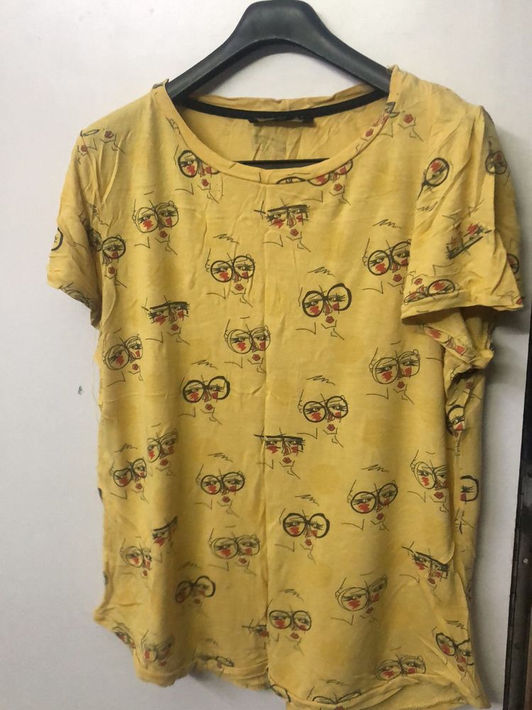 Madame Yellow Printed Tshirt