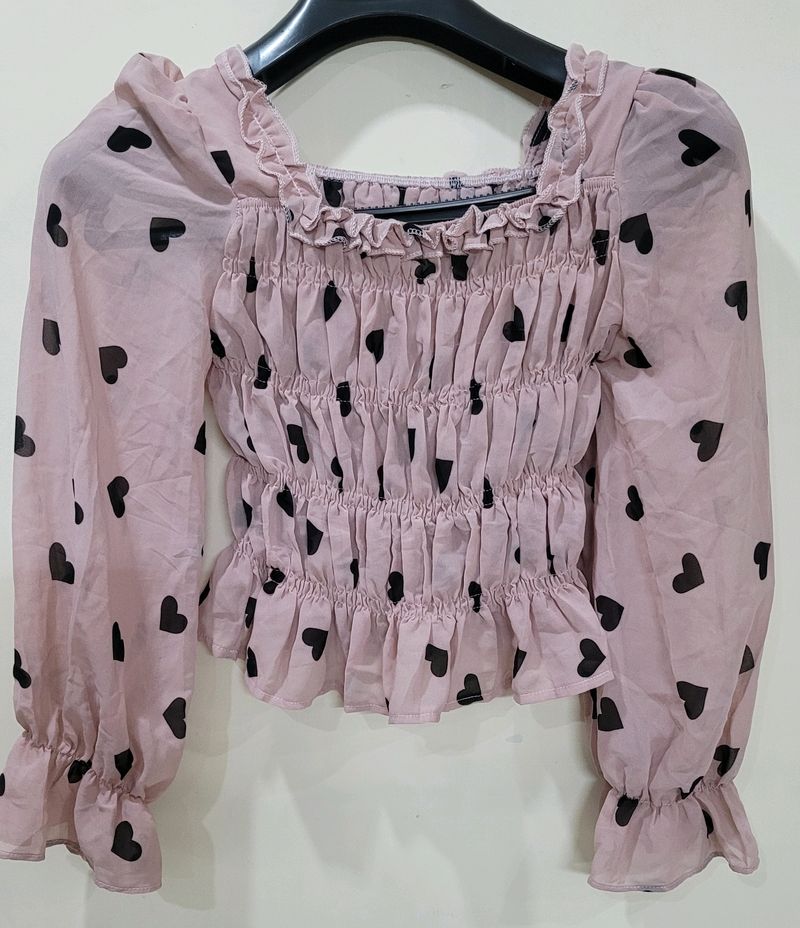 Pink Georgette Heart Top