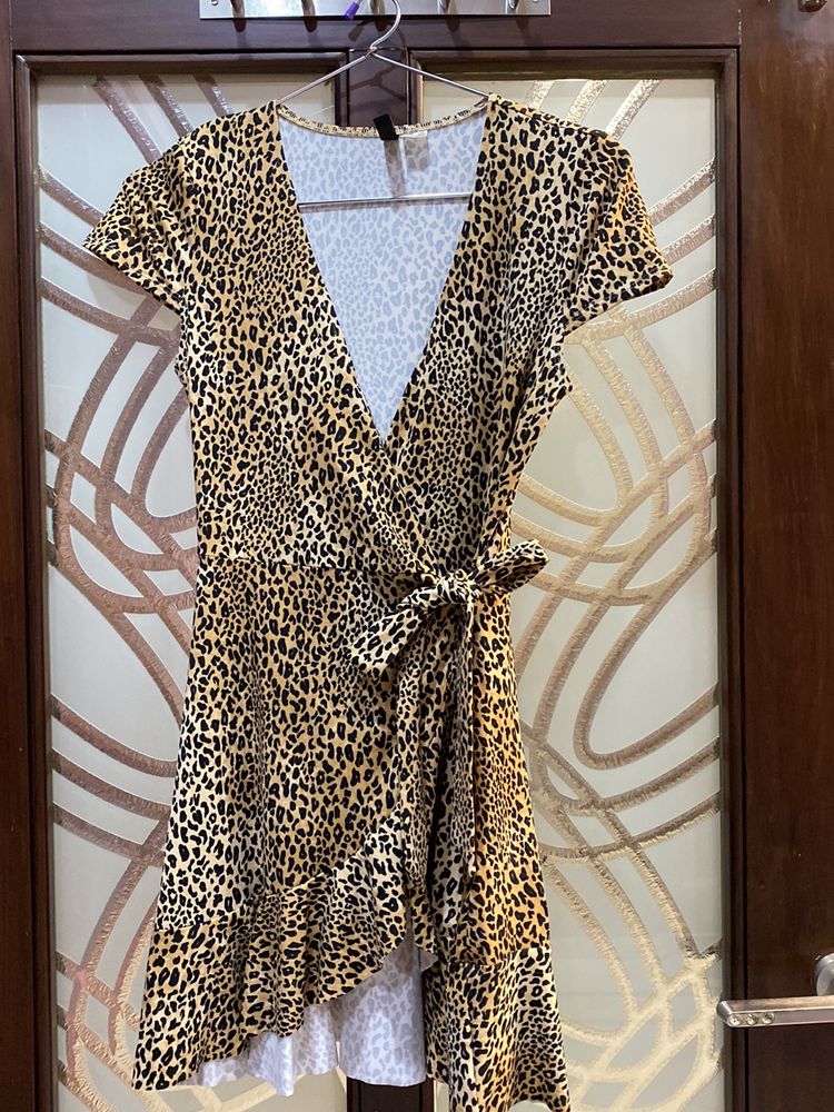 Leopard Print Wrap Dress