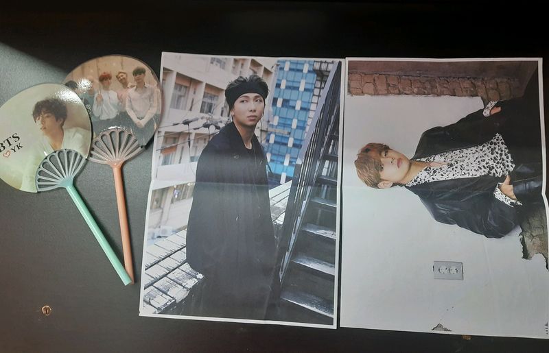 BTS Pens & 2 Unofficial Folded Posters of V & Rm