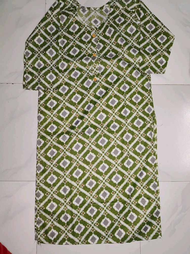 Olive Green Printed Kurti