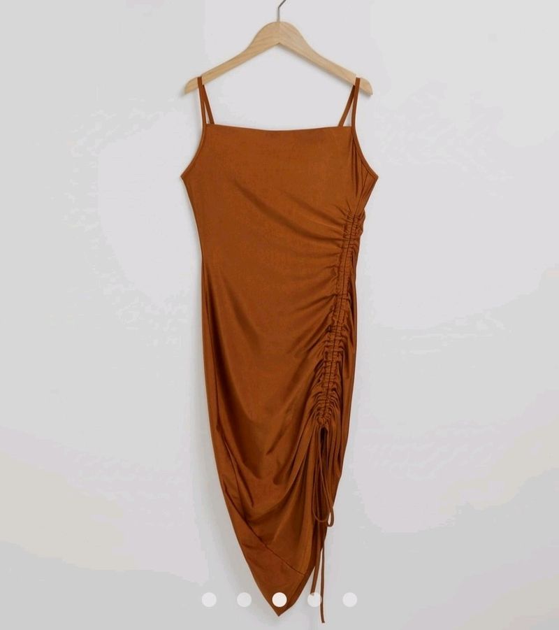 Bodycon Dress With Cowl Neck Spaghetti Straps