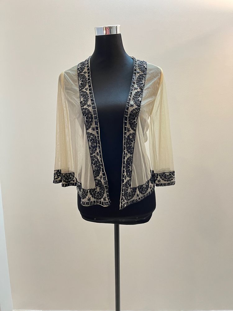 Net Studded Shrug With Stones