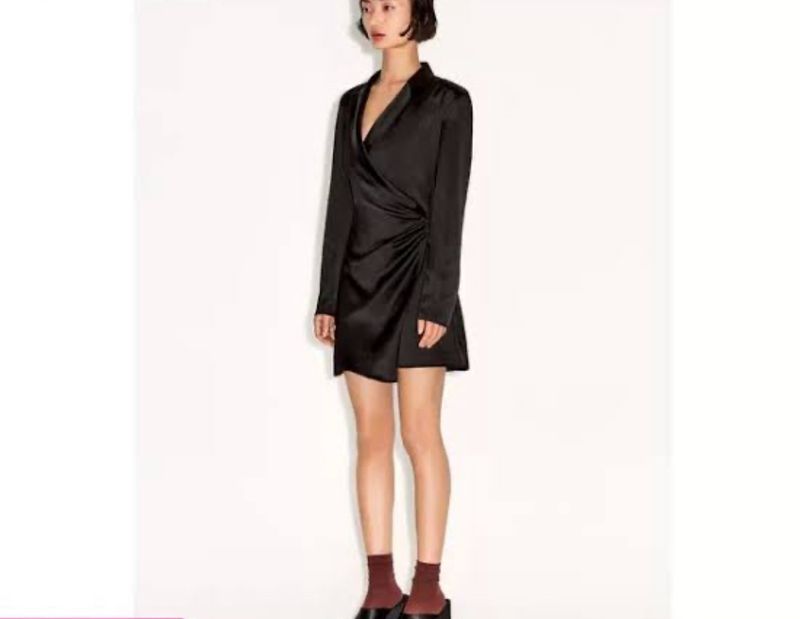 ZARA black Mini Deep Neckline Dress