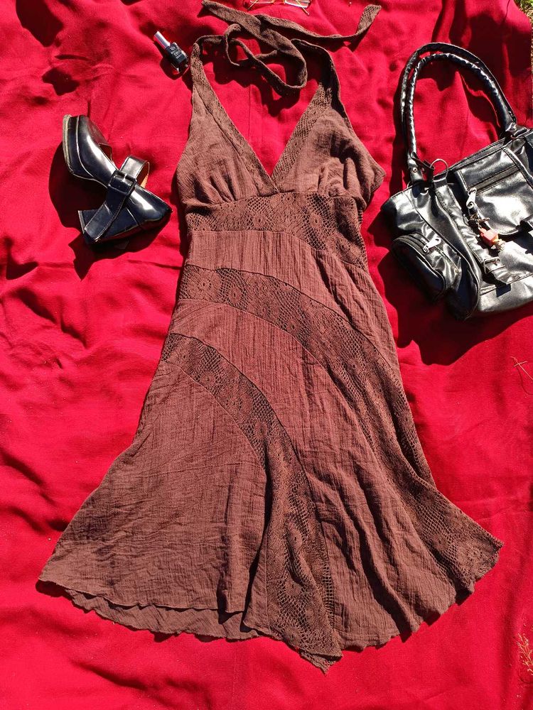 Y2k Khaki Midi Dress 🤎