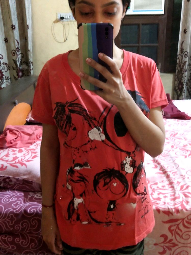 Printed Red T-shirt.