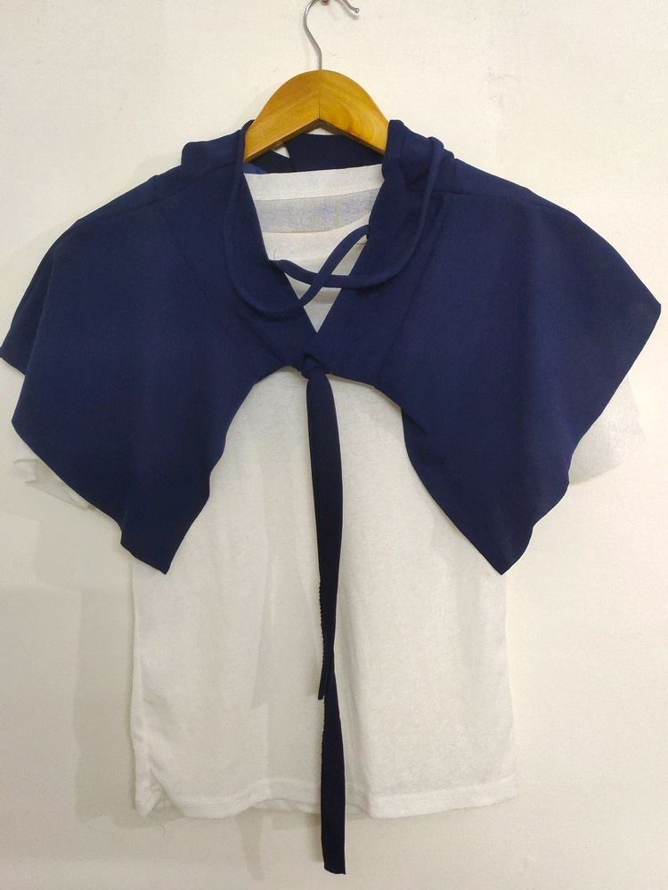 Navy Blue And White Top