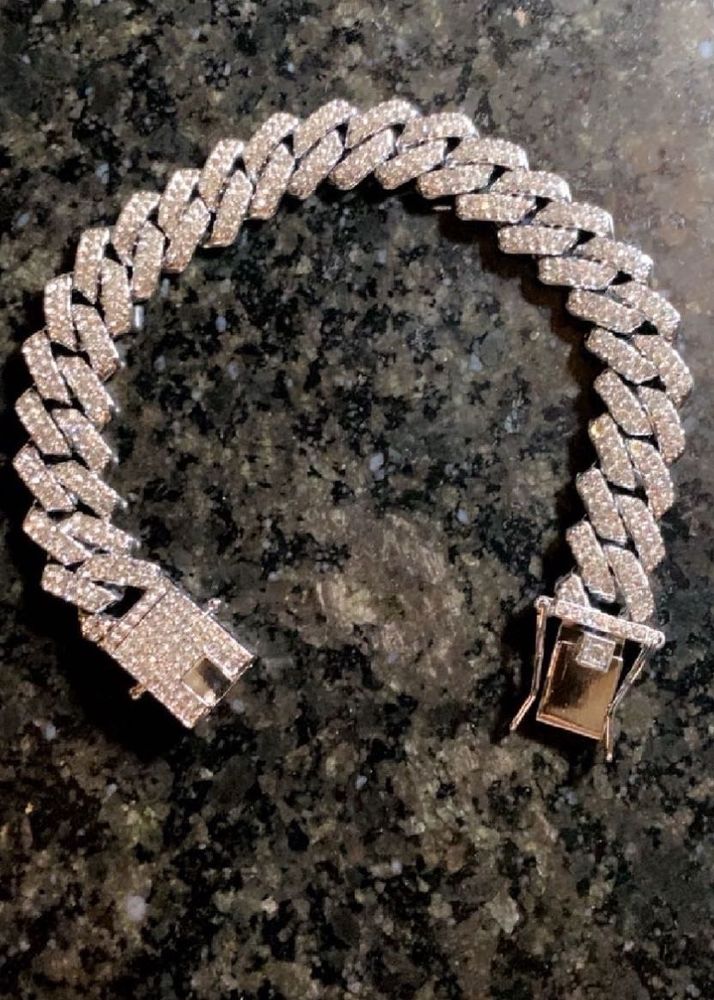 Men Silver Diamond Bracelet