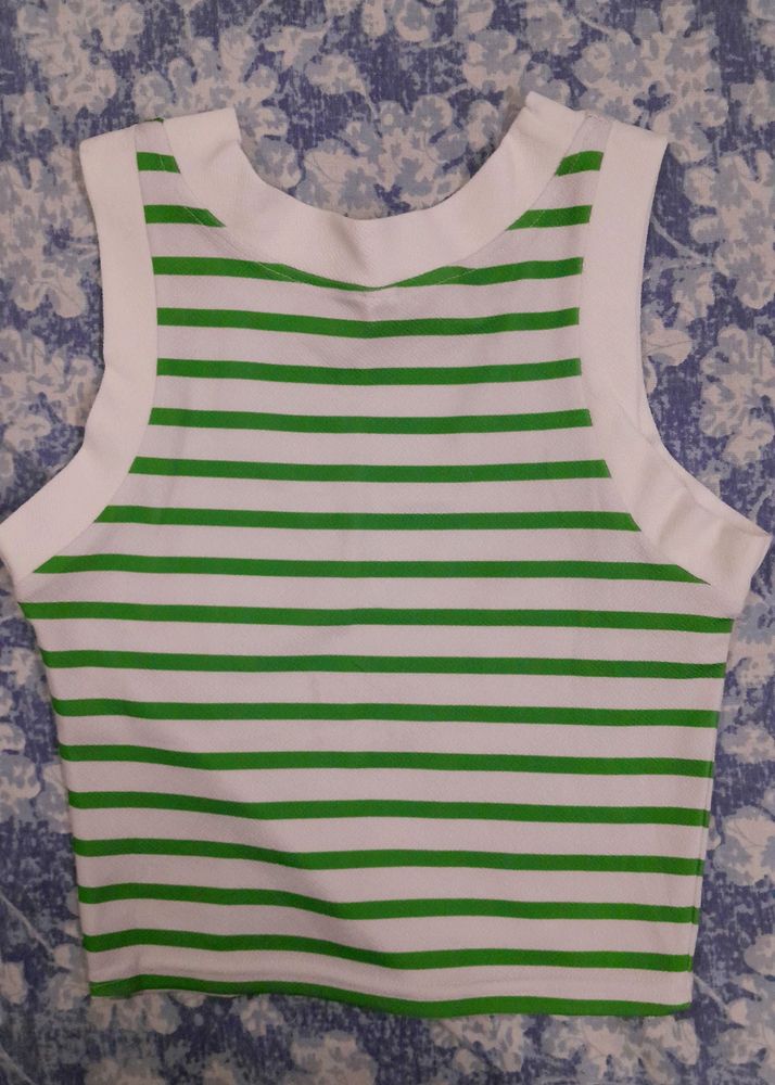 Striped Green and White Tank Top