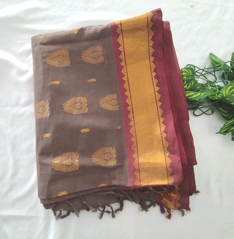 Grey and Maroon Saree (Women's)