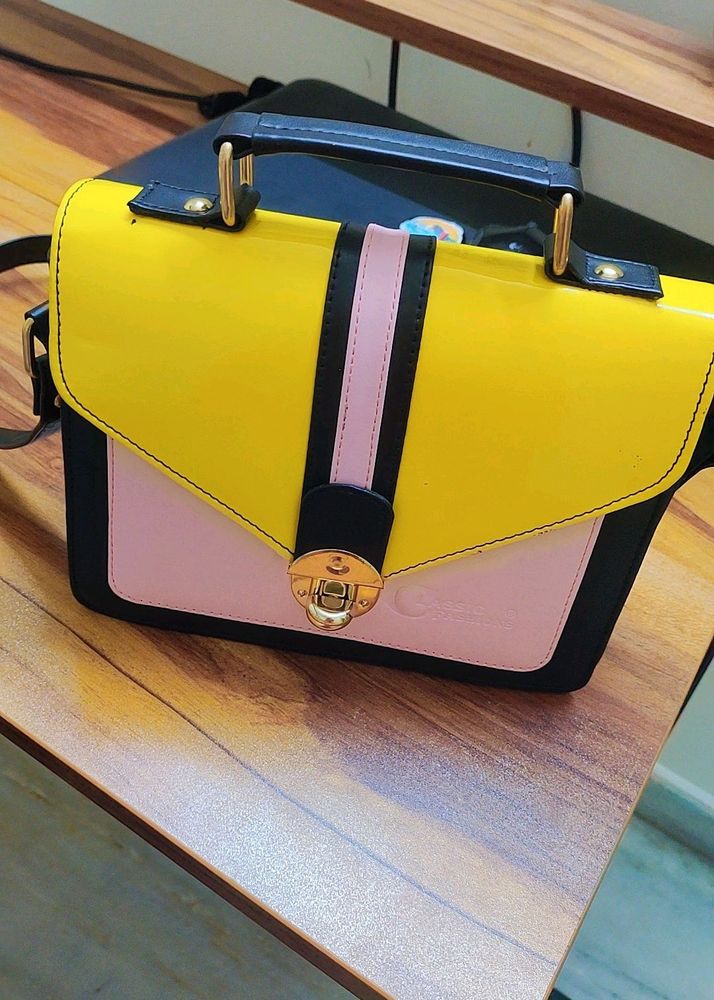 Classic Fashion Yellow, Pink Sling Bag