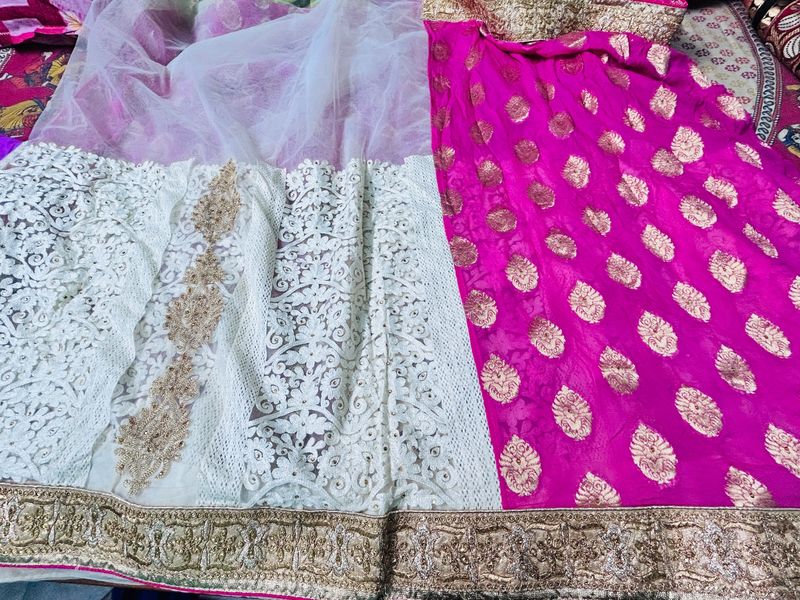 Georgette Pink Net Saree