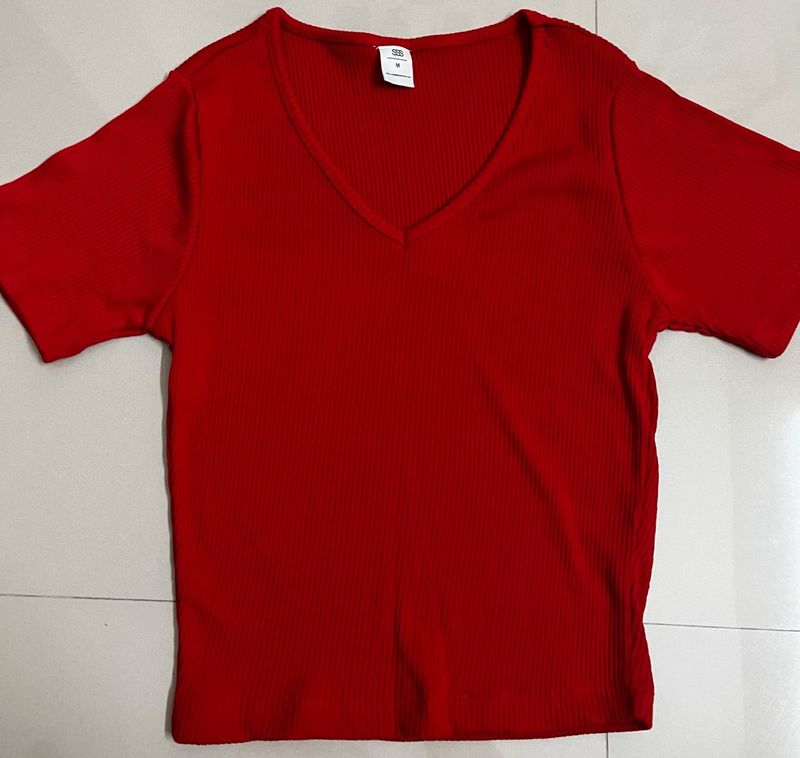 V-neck Red Top