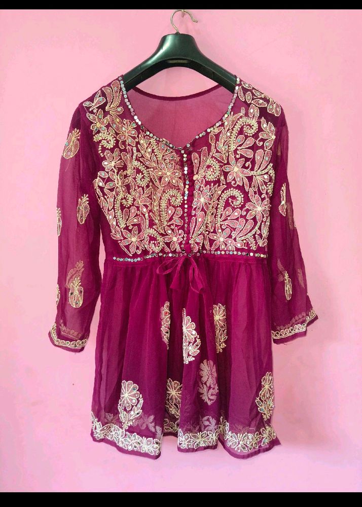 Real Mirror CHIKANKARI Kurti