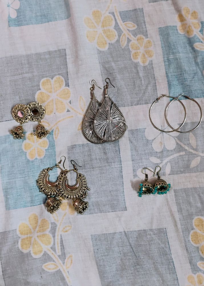 Combo Of 5 Pairs  Silver Earing