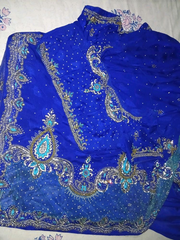 Stich Blue color 💙 silk saree with  blous