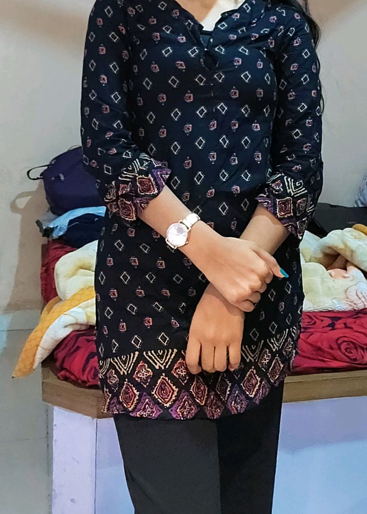 Black Printed Kurta