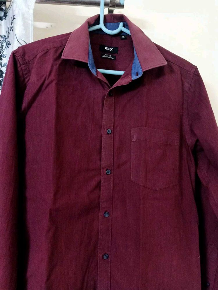 Mens Max Maroon Shirt Size 39 To 40