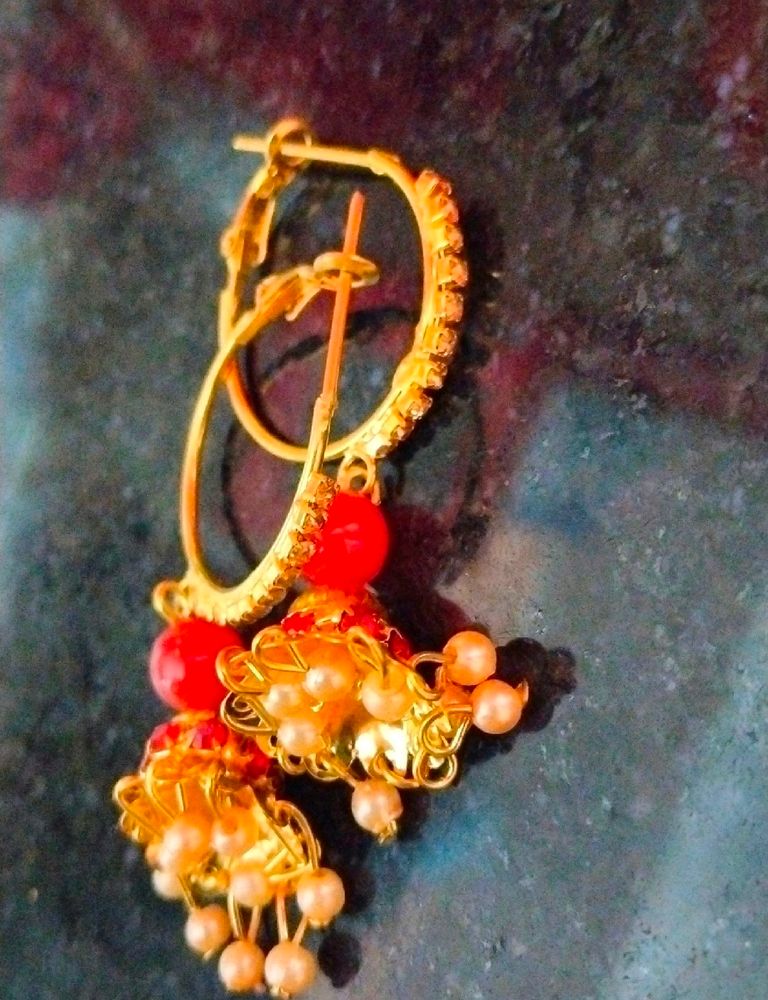 Golden Rhinestone Jhumka For 20 rs