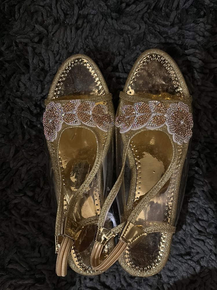 Golden Partywear Wedges For 250