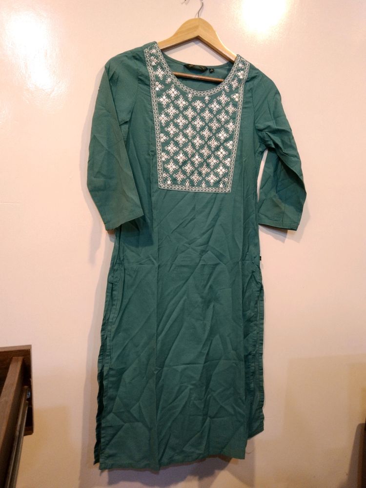 Avaasa Green Rayon Kurta (Women)