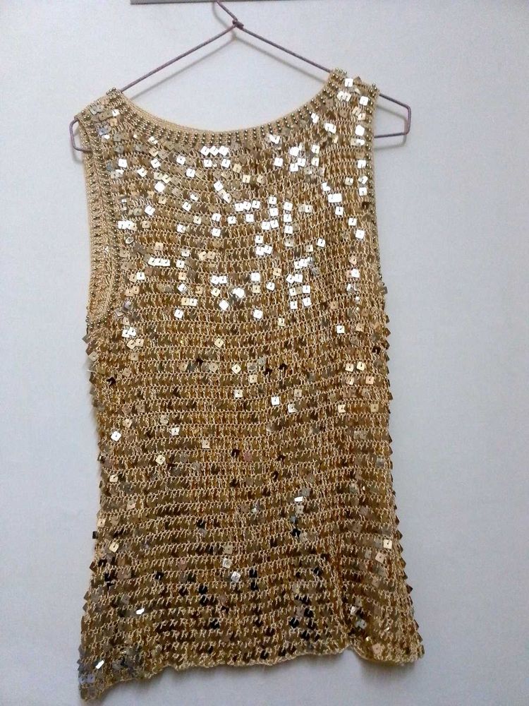 Pinteresty Golden Sequin Tank Top