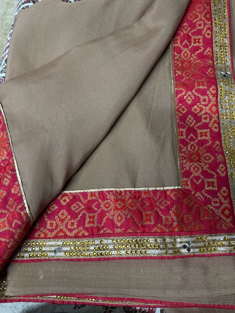 English Color Saree With Indian Touch