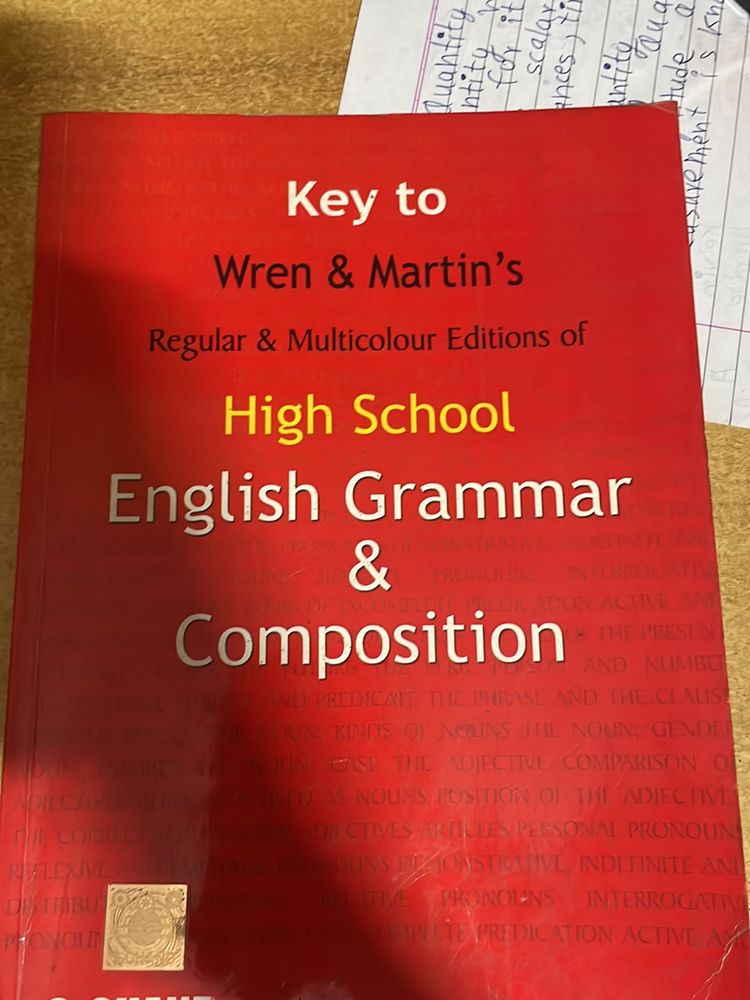 Key To Wren And Martins High School English Grammer