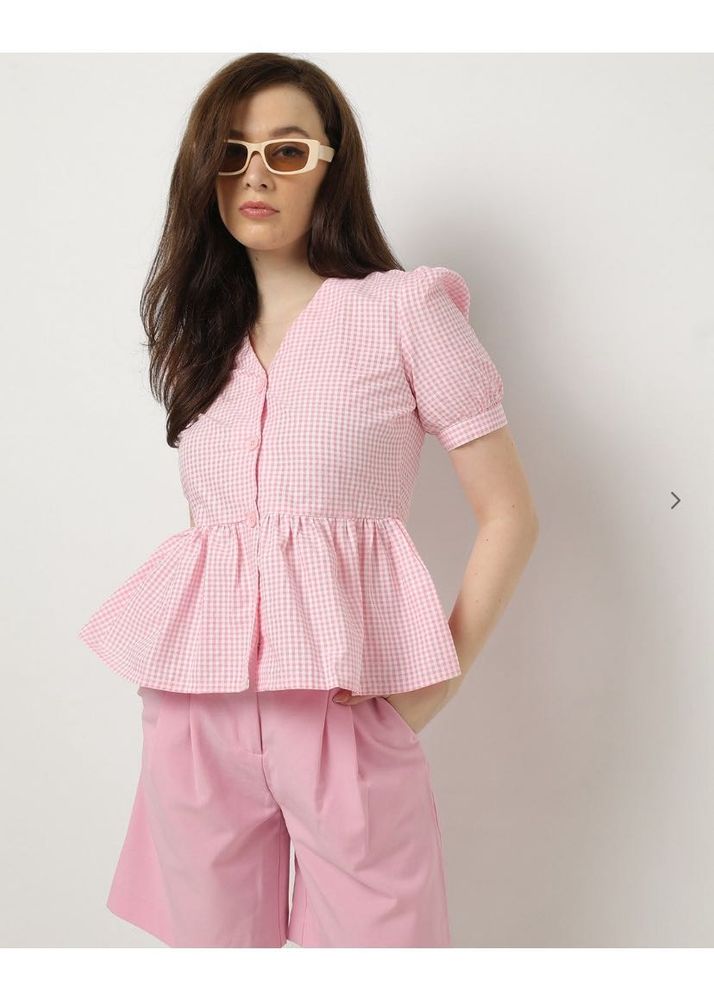 Checked Peplum Top From rio