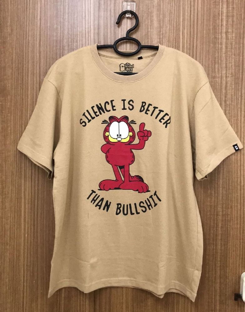 Garfield Quote Khaki Colour Oversized Tshirt