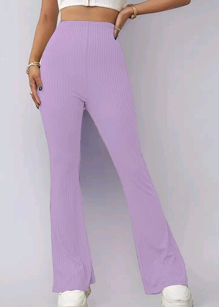 Women Polyester Blend Solid Trousers