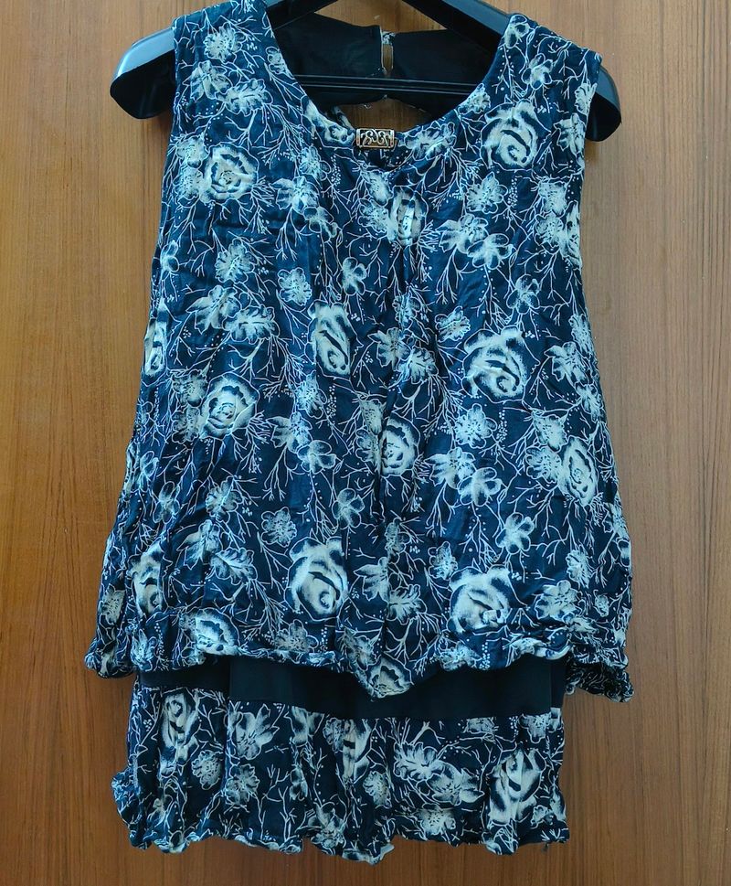 Sleeveless Black Floral Top