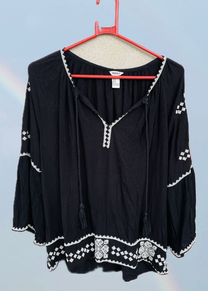 Black Boho Top