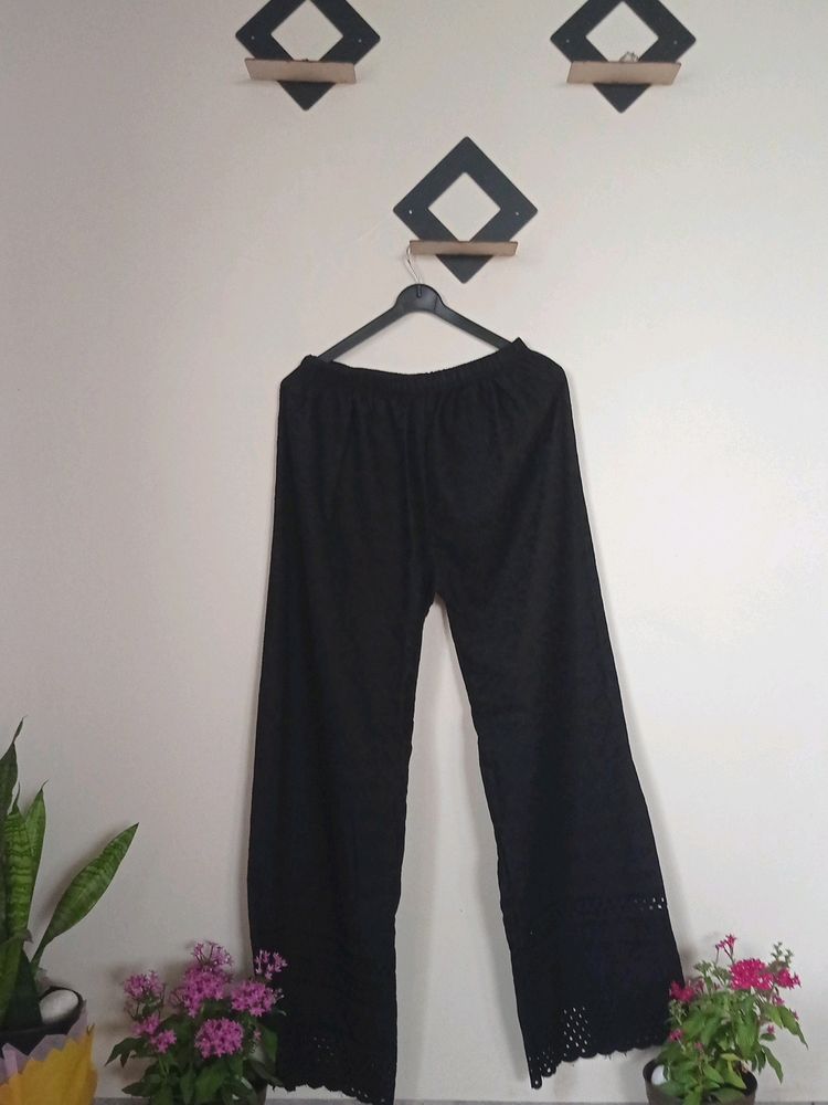 Chikankari Black Plazzo Pants