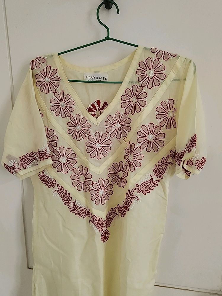 EMBROIDERED LIME COLOURED KURTI FROM AMAZON