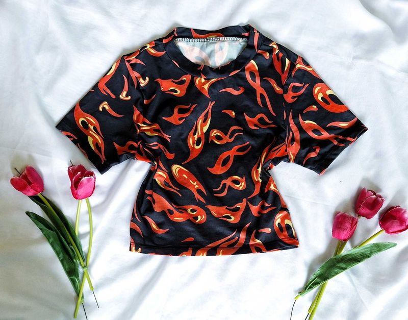 Y2K Hot Flame Crop Top