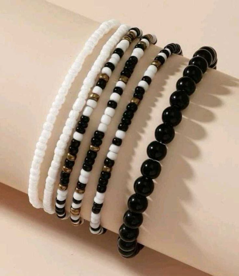 Black White Stack Bracelets 🕸️