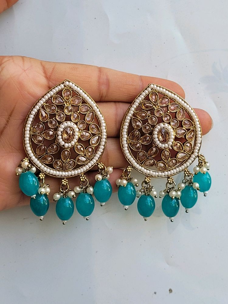 Rama Green Kundan Earring Set