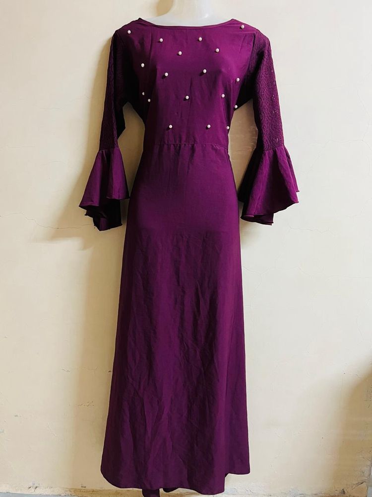 Wine Colour Party Wear Gown