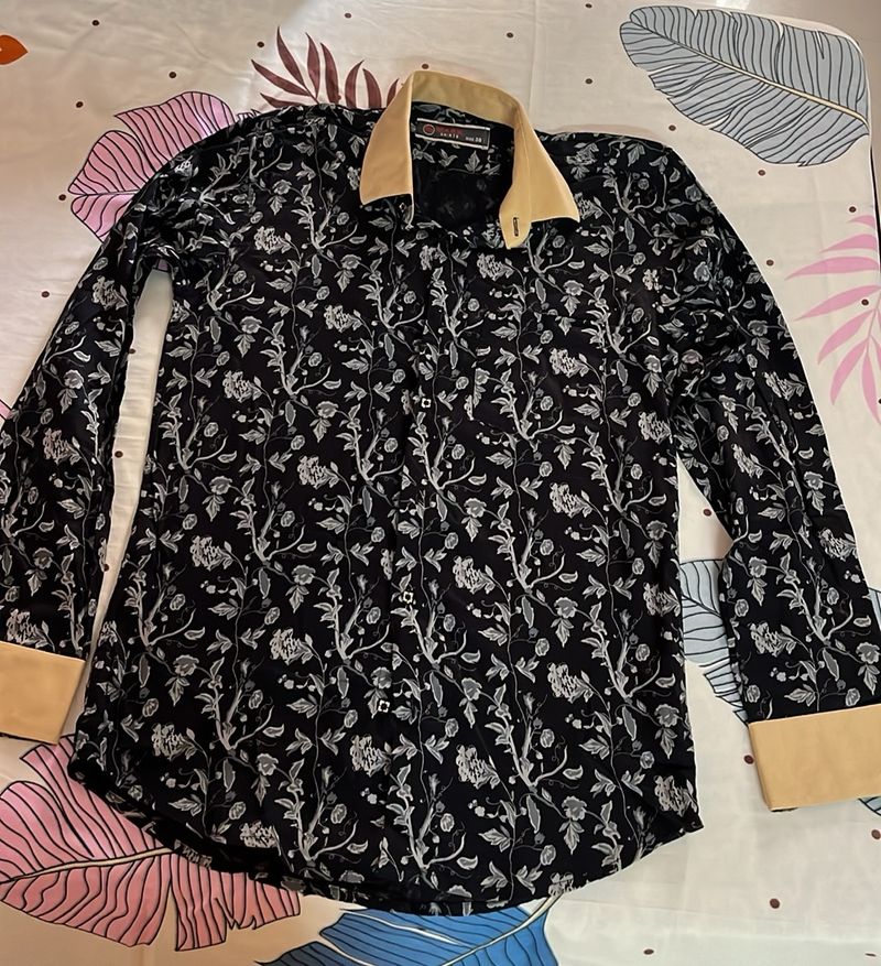 Men Black Floral Shirt