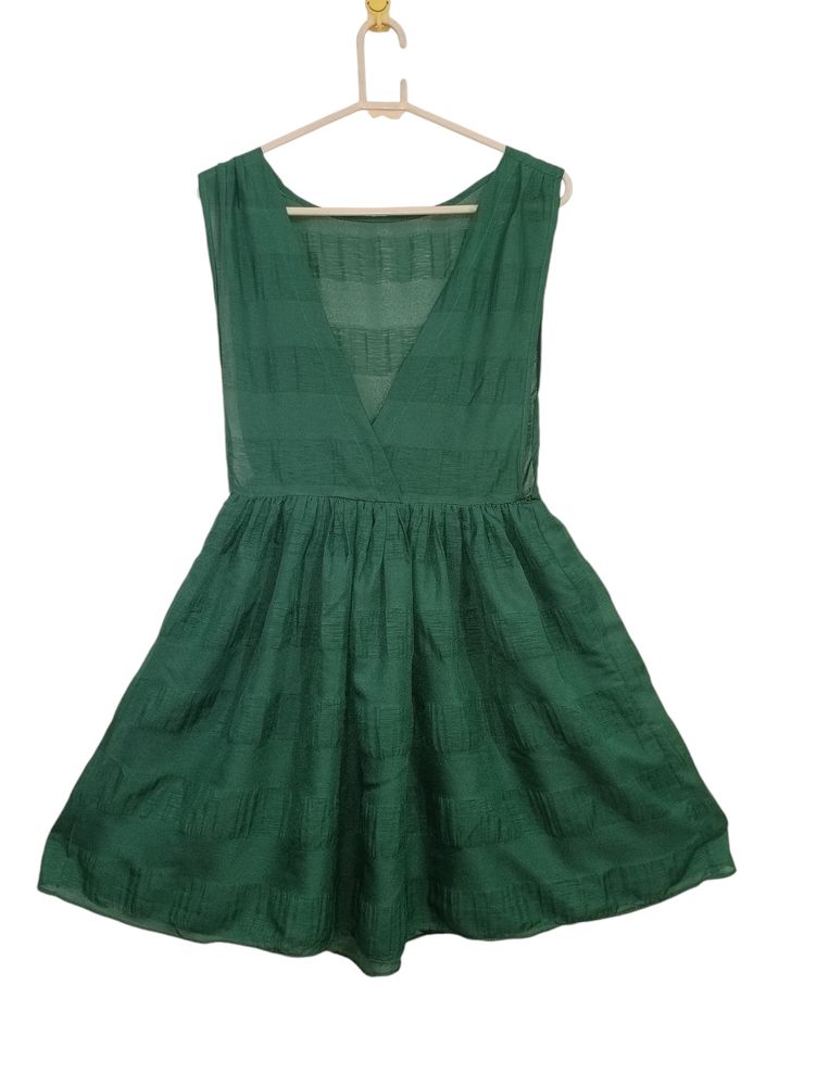 Green Deep Neck Dress