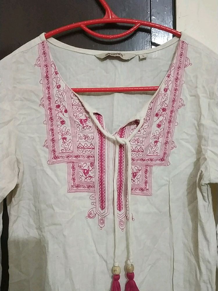 White Embroidered Kurti