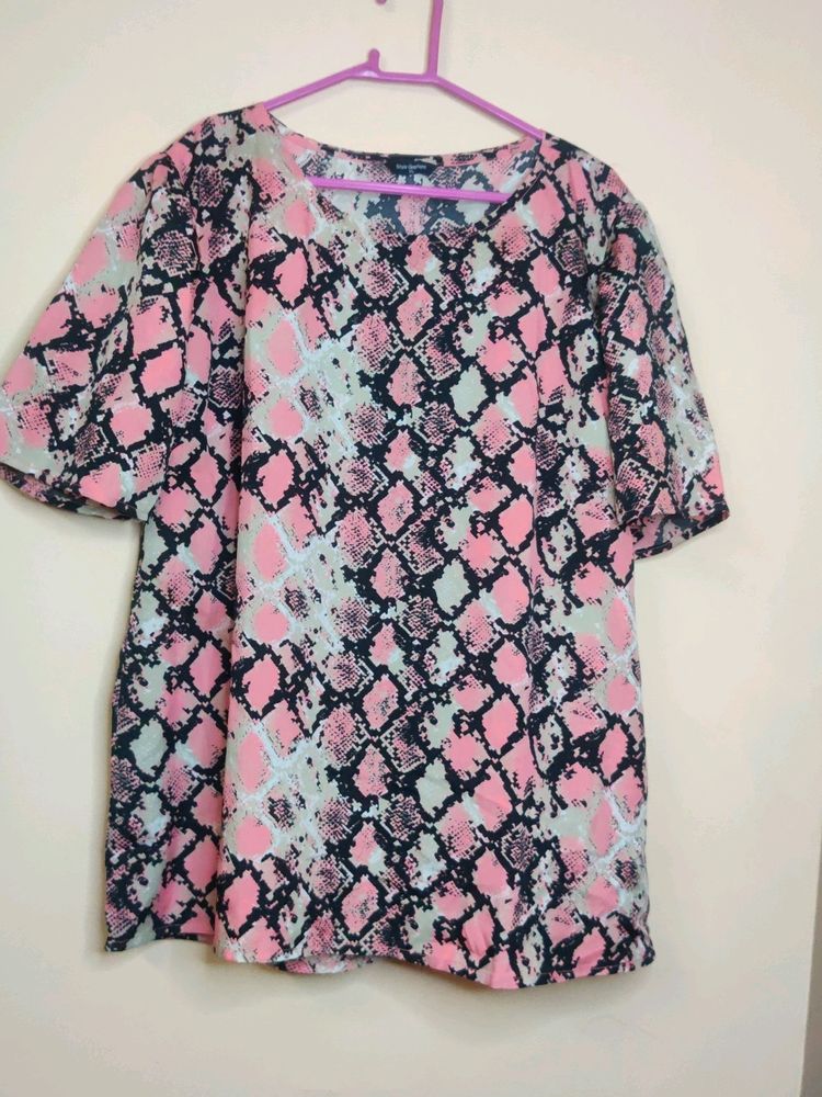 Snake Print Crepe Top