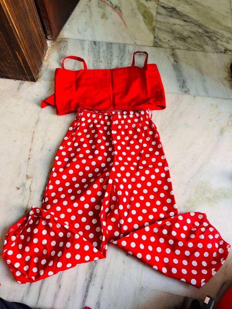 Red Co-ord Set With Belt