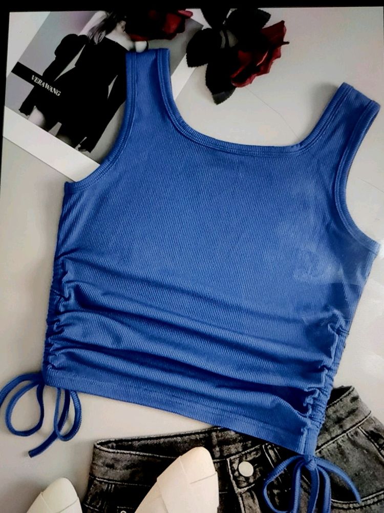 Blue Drawstring Top