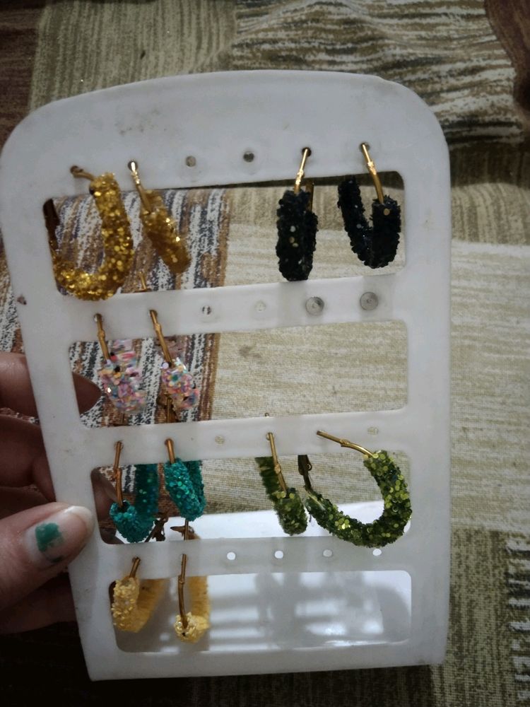 6 Pair  Glitter Earrings