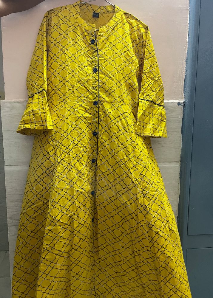 Yellow Colour Casual Cotton Kurti